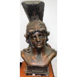 Large bronze finish composition bust of