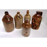 5 x stoneware brewery jugs. Further Information Range from 22cm high to 30cm high. Damage to 2 necks