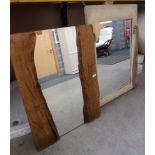 Decorative oak framed wall mirror and a