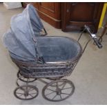 Metal wicker dolls pram