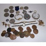 Miscellaneous charms, watches, coins etc