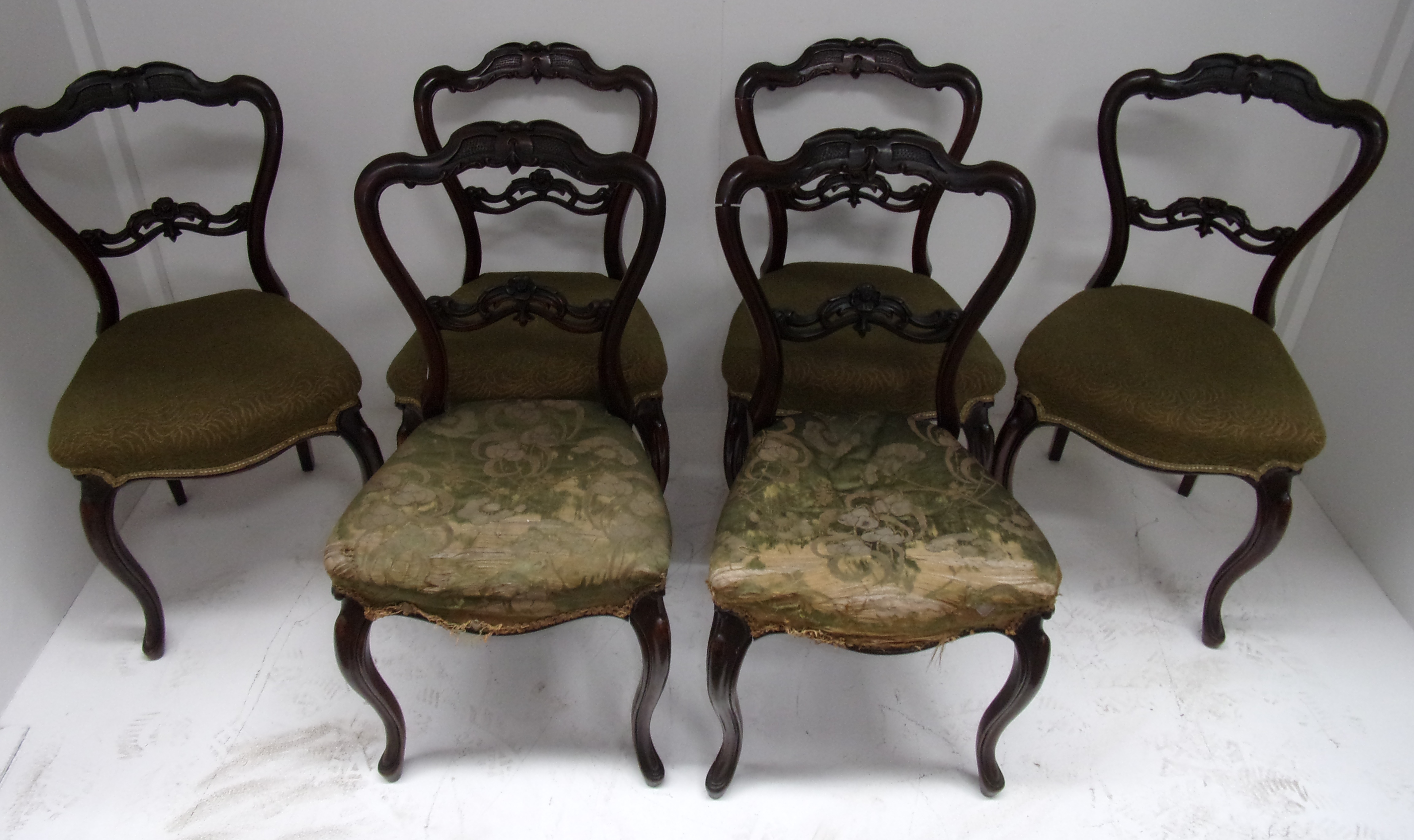 A set of six Victorian rosewood dining c