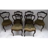 A set of six Victorian rosewood dining c