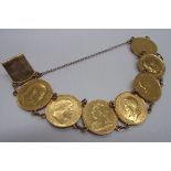 A bracelet of seven half sovereigns 1901