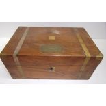 A walnut box desk with brass banding and