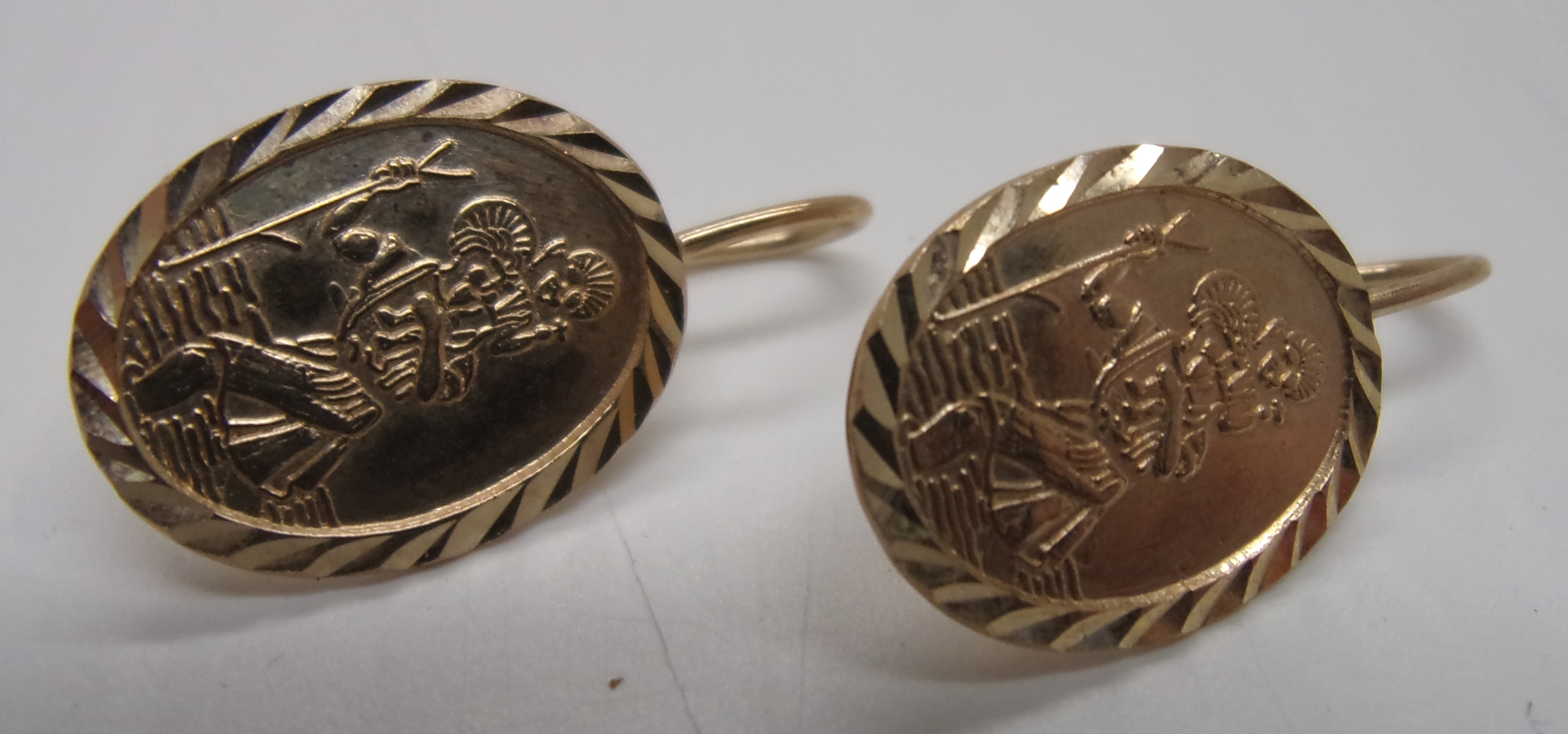 A pair of 9ct gold "St. Christopher" ear - Image 3 of 3