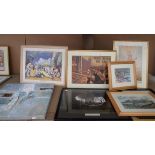 11 x assorted framed prints and painting