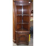 Oak open shelf corner unit