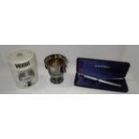 A Sheaffer fountain pen and a small Viners plated miniature wine cooler in box (2)