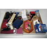 Contents to 2 trays - assorted costume jewellery, watches,