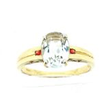 9ct yellow gold white topaz / garnet ring 2.