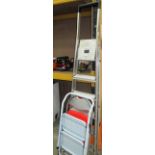 A pair of aluminium step ladders and 2 small step ladders,