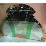 An arched Art Deco over mantel mirror approx 100 x 140cm - small chip to right hand bottom corner