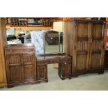 Dark oak 3 piece bedroom suite comprising 2 door wardrobe,