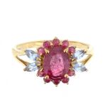 9ct yellow gold ruby / sapphire cluster ring 2.