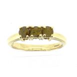 9ct yellow gold demantoid garnet three stone ring 2.