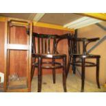 2 bentwood armchairs and an oak umbrella stand (3)