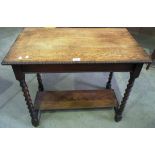 Oak side table with undershelf