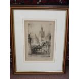 Two Robson etchings, ''Truro Cathedral'' and ''The Dark Entry, Canterbury Cathedral''