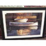 A framed print of two rowing boats, 50'' x 38''