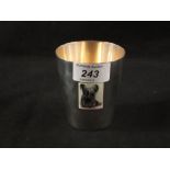 A Sterling Silver enamelled beaker featuring a terrier