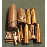 A group of shell cases including WWII ex