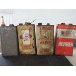 A selection of vintage oil cans includin