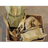 A box of gas masks in their bags
