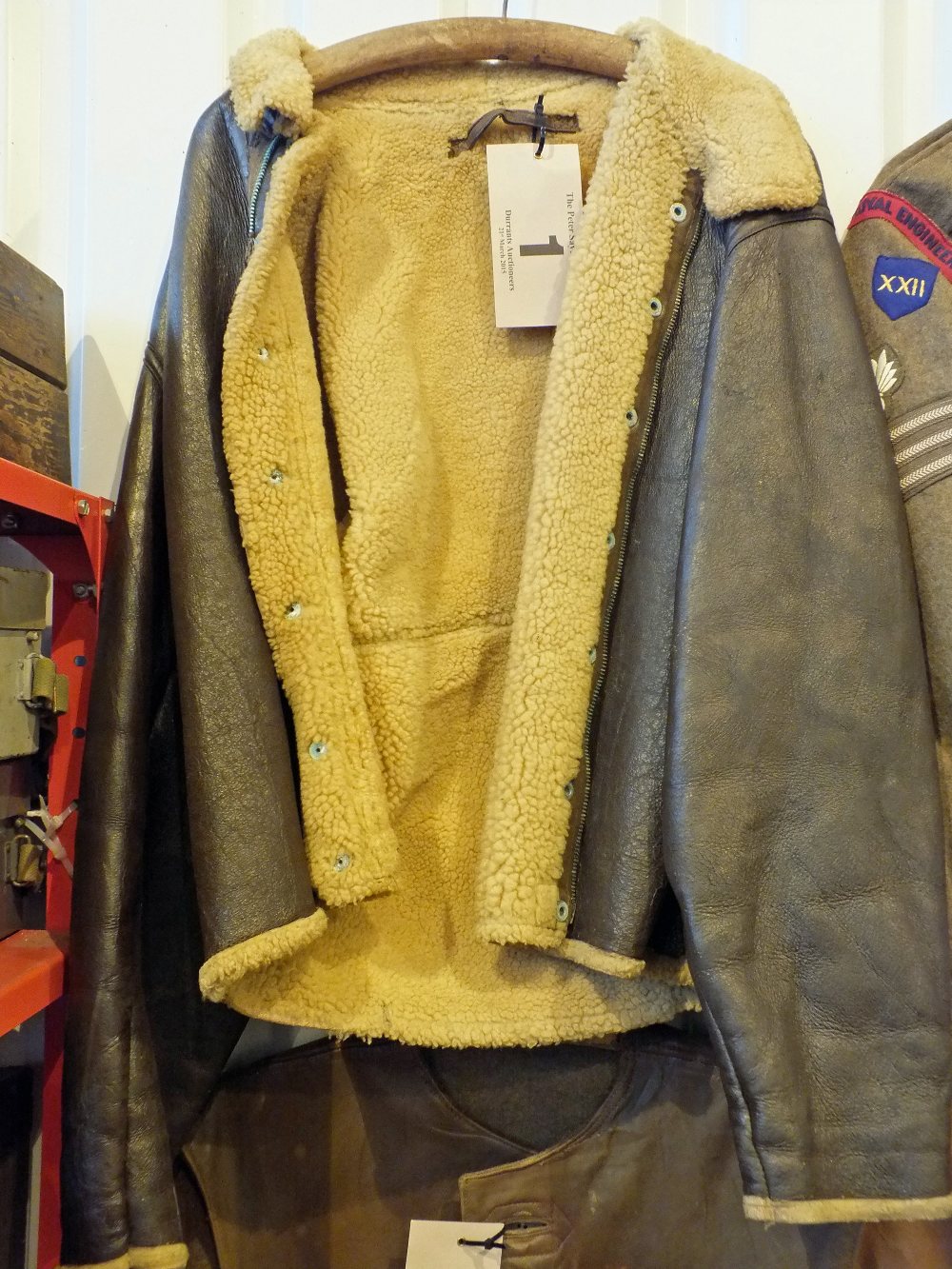 A USA WWII era leather jacket, as found