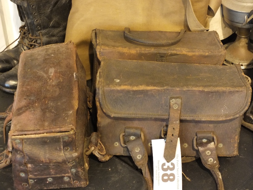 Three WWII era leather tool bags