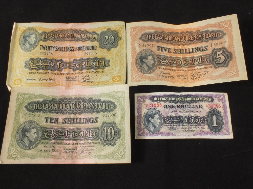 Various East African WWII banknotes