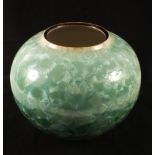 A green glazed Studio pottery ovoid jar