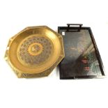 An Indian octagonal Brass tray and a 193