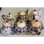 Six various teapots, Victorian and Losol