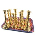 Six pairs of Victorian Brass candlestick