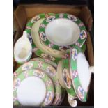 A Crescent china green and floral dinner