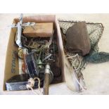 Various fishing accessories including a Hardys spool winder and two cases of flies,