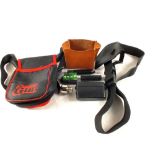 A Cordura gun belt with sporting gun cartridge bag and a Gunmark leather cartridge pouch with