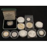 Various Silver and plated proof coins,