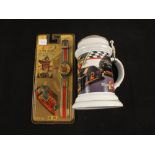 A Miller genuine draft team commemorative Stein and Nazcar watch in blister pack