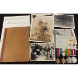 WWII Royal Naval Officer's group of four medals with a good selection of original documents served