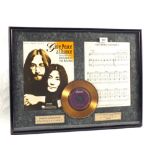 Framed Plastic Ono band record and music, Give Peace a Change,