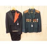 A Russian military jacket with insignia and a collection of (PATTERN) medals with a dress jacket