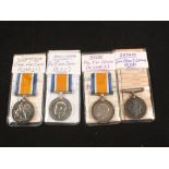 Four WWI British War medals to Gnr. H. Latcham, RFA, Pte. F.W.