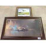 A picture of a Spitfire marked bottom left Barrie Clark (framed) with a limited edition print