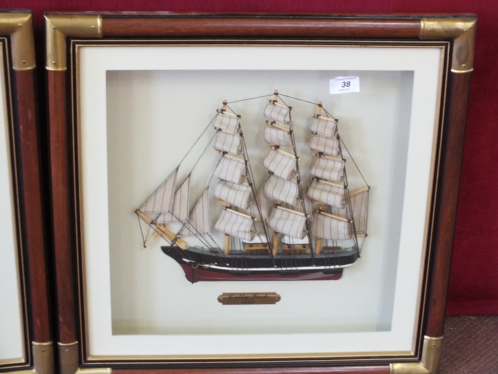 Two framed half hulls of sailboats "Cutty Sark" and "Mayflower" - Image 2 of 2