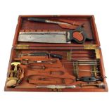 Crimea period military surgeon's field surgical kit in fitted Brass bound wooden case