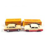 Boxed Dinky models, 168 Singer Gazelle picture box, lower brown body and 170 Ford Fordor Sedan,