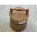 Two WWI dated Brass shell bases crafted into a "Trench Art" tobacco jar