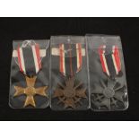 Three various German (PATTERN) War Merit Crosses